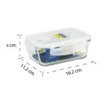 Super Lock กล่องถนอมอาหาร แก้ว Borosilicate รุ่น 6088 ทรงผืนผ้า 450 มล. กล่องใส่อาหาร ป้องกันแบคทีเรีย BPA Free ทนความร้อนสูง เข้าไมโครเวฟและเตาอบได้ กล่องแก้ว