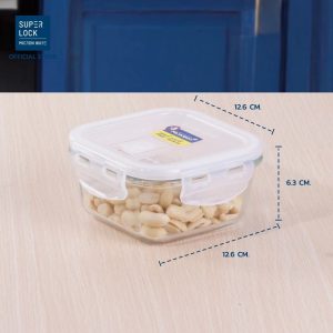 Super Lock Glass กล่องถนอมอาหาร แก้ว Borosilicate รุ่น 6085 BPA-Free 400 ML ป้องกันแบคทีเรีย ทนความร้อนสูง กล่องใส่อาหาร เข้าไมโครเวฟและเตาอบได้