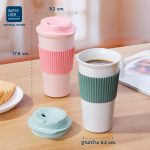 Superlock แก้วน้ำพลาสติก พร้อมปลอกซิลิโคน bottle แก้วกาแฟ coffee cup แบบยกดื่ม เก็บอุณหภูมิร้อน-เย็น ขนาด 550ML 5245 - Image 4