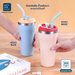 Super Lock แก้วเก็บร้อน-เย็น ขนาด 500ML สแตนเลส304 มีหลอดดูดสแตนเลสพร้อมซิลิโคน+จุกปิดฝา stainless steel water bottle S182 - Image 6