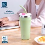 Super Lock แก้วเก็บร้อน-เย็น ขนาด 500ML สแตนเลส304 มีหลอดดูดสแตนเลสพร้อมซิลิโคน+จุกปิดฝา stainless steel water bottle S182 - Image 3
