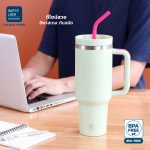 Super Lock แก้วเก็บร้อน-เย็น ขนาด1,150 ML กระบอกสแตนเลส 304 มีหูจับ มีหลอดดูดสแตนเลสพร้อมซิลิโคน stainless steel water bottle S183 - Image 9